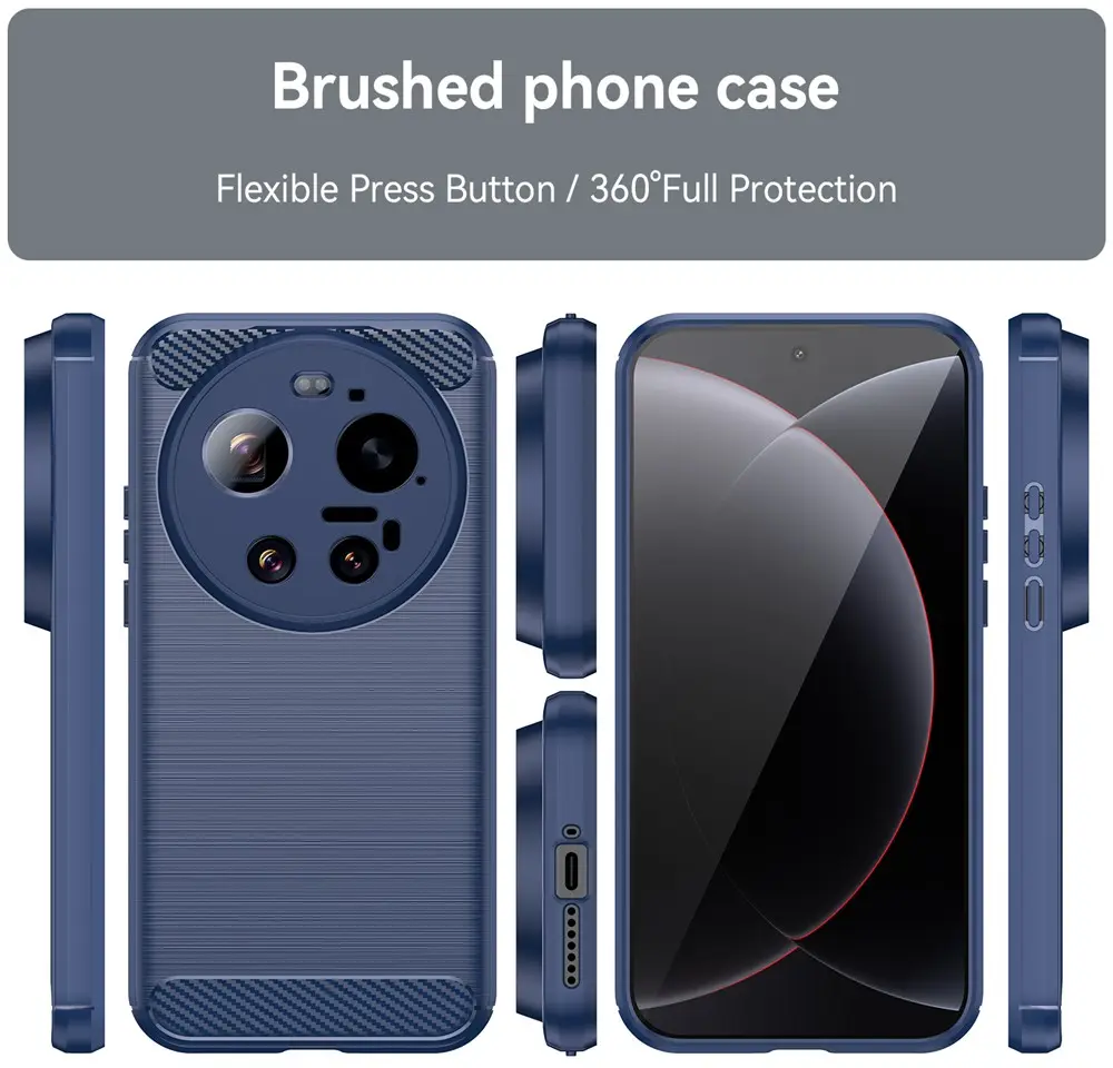 Xiaomi 17 Ultra Hoesje Geborsteld TPU Flexibele Back Cover Blauw afbeelding 4