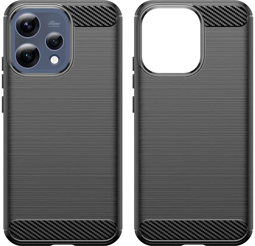 Oppo Reno 15 / 15F Hoesje Geborsteld TPU Flexibele Back Cover Zwart afbeelding 2