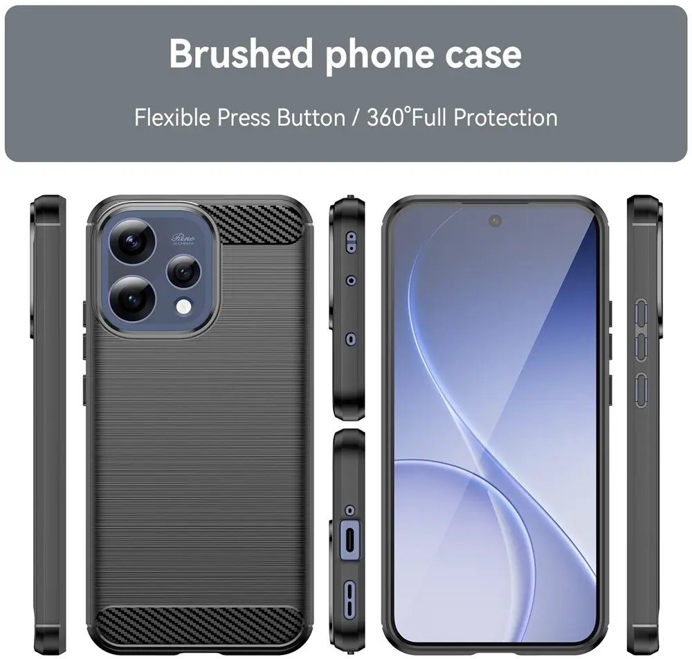 Oppo Reno 15 / 15F Hoesje Geborsteld TPU Flexibele Back Cover Zwart afbeelding 4
