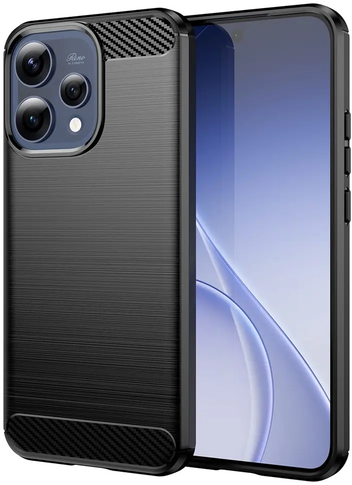 Oppo Reno 15 / 15F Hoesje Geborsteld TPU Flexibele Back Cover Zwart afbeelding 1