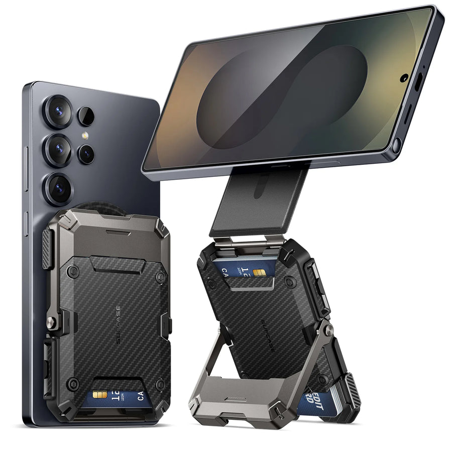 SUPCASE MagFlip MagSafe Pasjeshouder Standaard voor Samsung / Pixel Carbon Zwart afbeelding 1