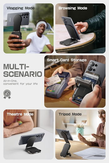 SUPCASE MagFlip MagSafe Pasjeshouder Standaard voor Samsung / Pixel Carbon Zwart afbeelding 4