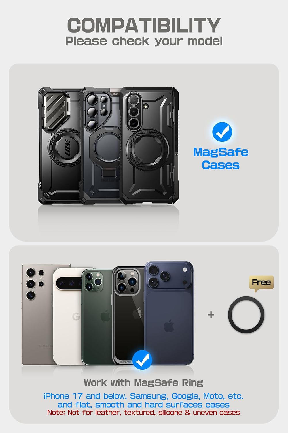 SUPCASE MagFlip MagSafe Pasjeshouder Standaard voor Samsung / Pixel Carbon Zwart afbeelding 2