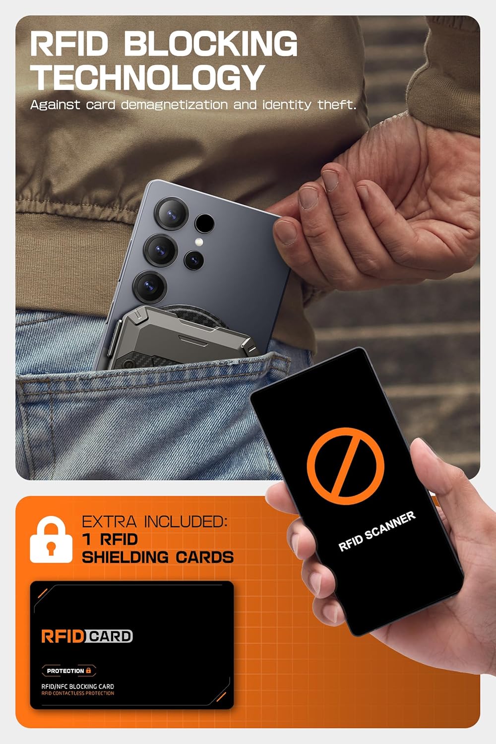 SUPCASE MagFlip MagSafe Pasjeshouder Standaard voor Samsung / Pixel Carbon Zwart afbeelding 7