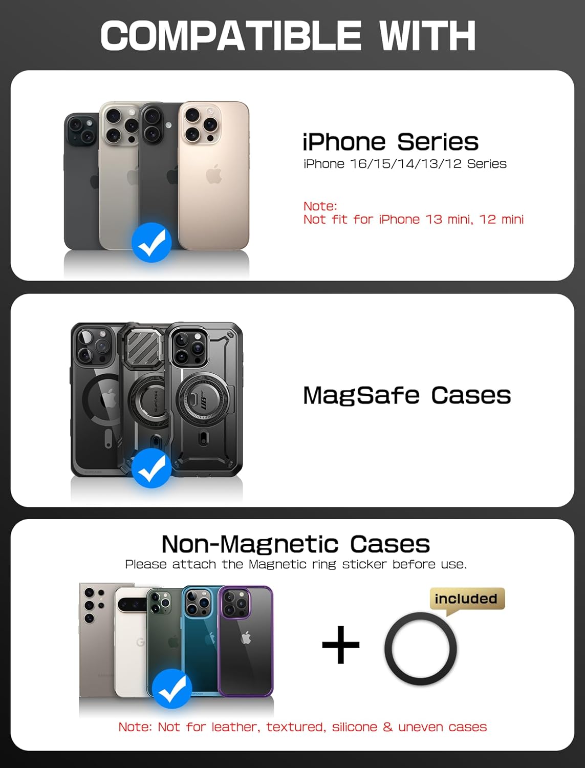 SUPCASE MagSafe Portemonnee en Standaard met AirTag-Houder / Met Standaard Zwart afbeelding 4