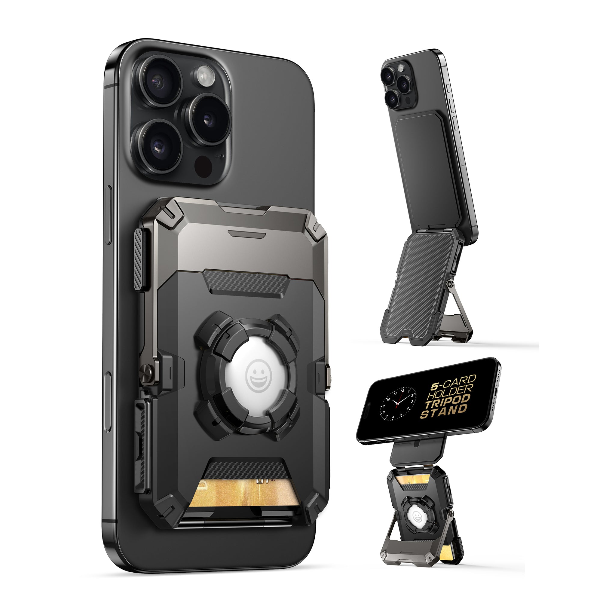 SUPCASE MagSafe Portemonnee en Standaard met AirTag-Houder / Met Standaard Zwart afbeelding 1