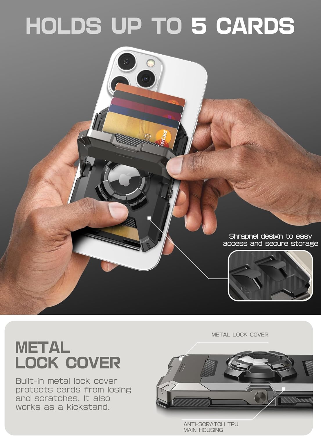 SUPCASE MagSafe Portemonnee en Standaard met AirTag-Houder / Met Standaard Zwart afbeelding 6