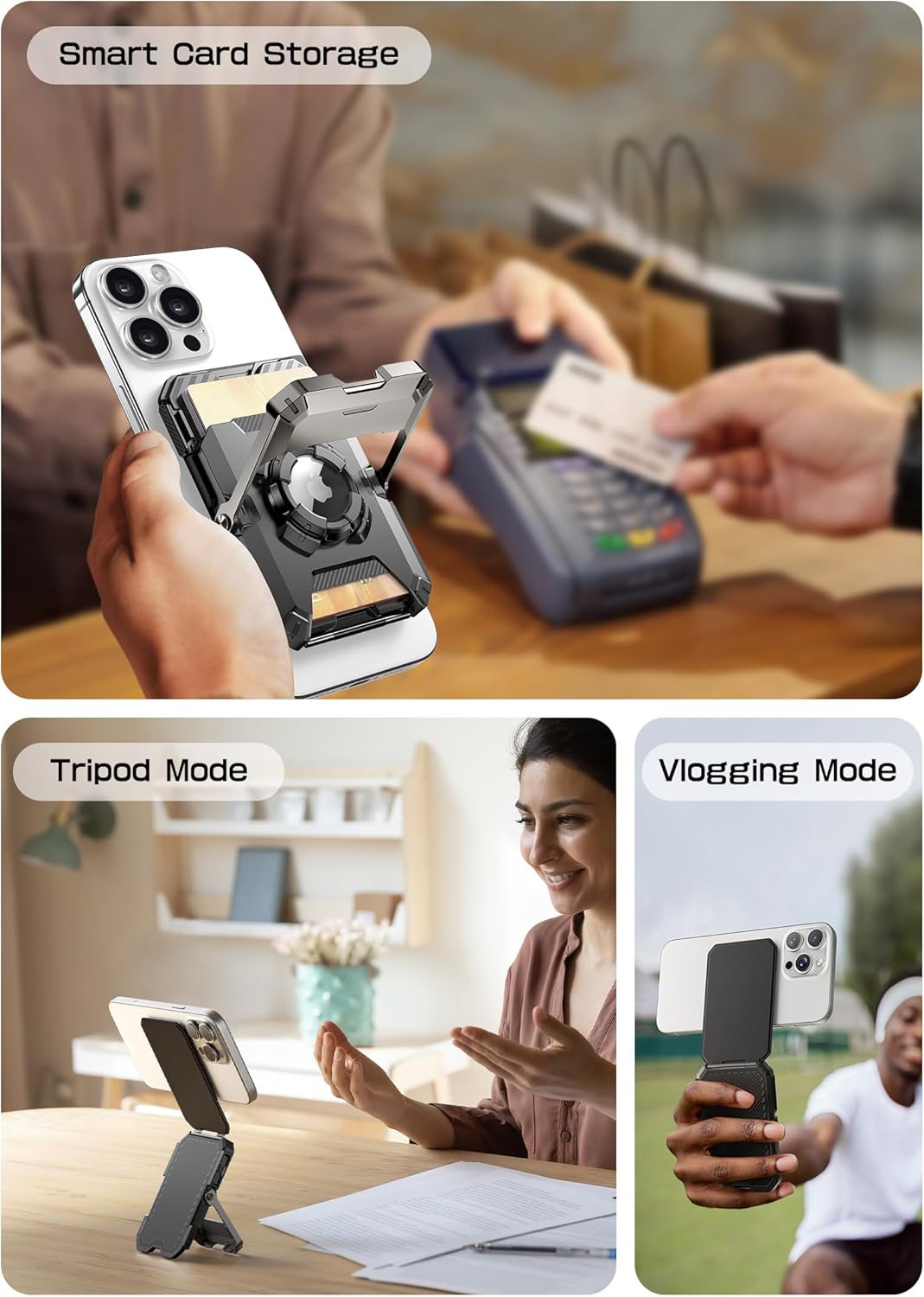 SUPCASE MagSafe Portemonnee en Standaard met AirTag-Houder / Met Standaard Zwart afbeelding 9