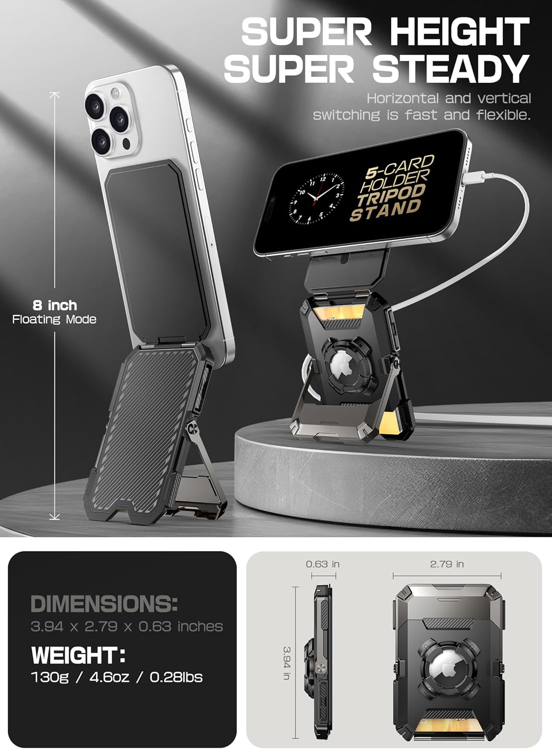 SUPCASE MagSafe Portemonnee en Standaard met AirTag-Houder / Met Standaard Zwart afbeelding 10