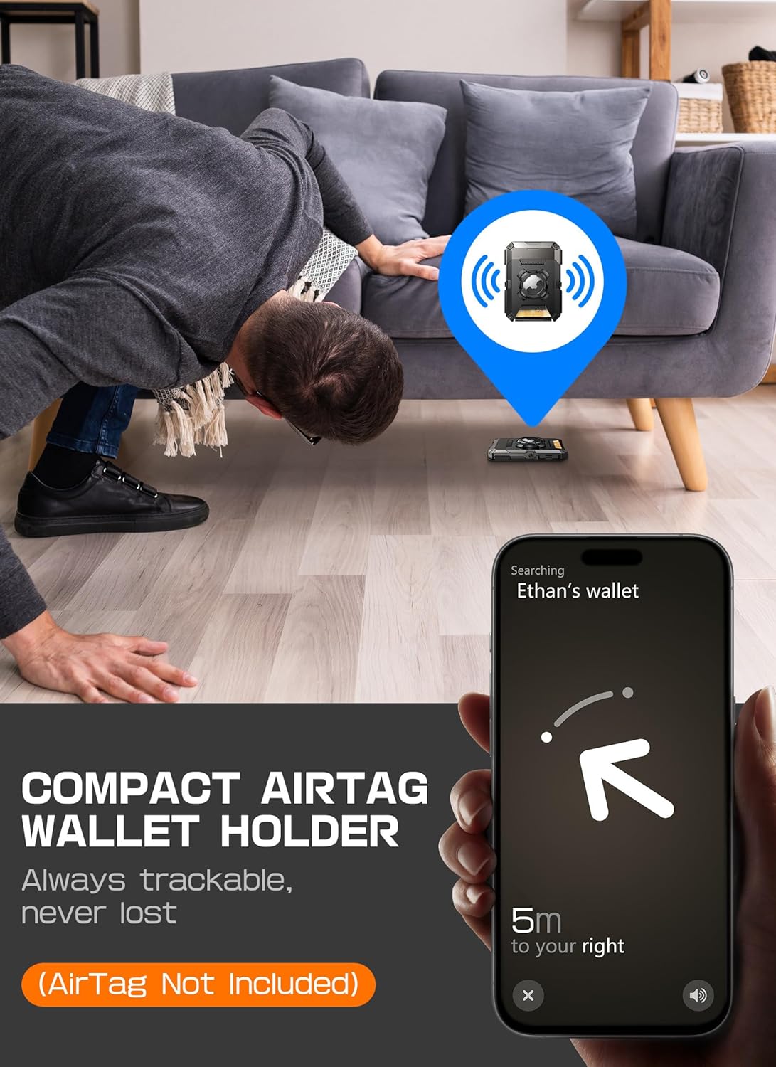 SUPCASE MagSafe Portemonnee en Standaard met AirTag-Houder / Met Standaard Zwart afbeelding 5