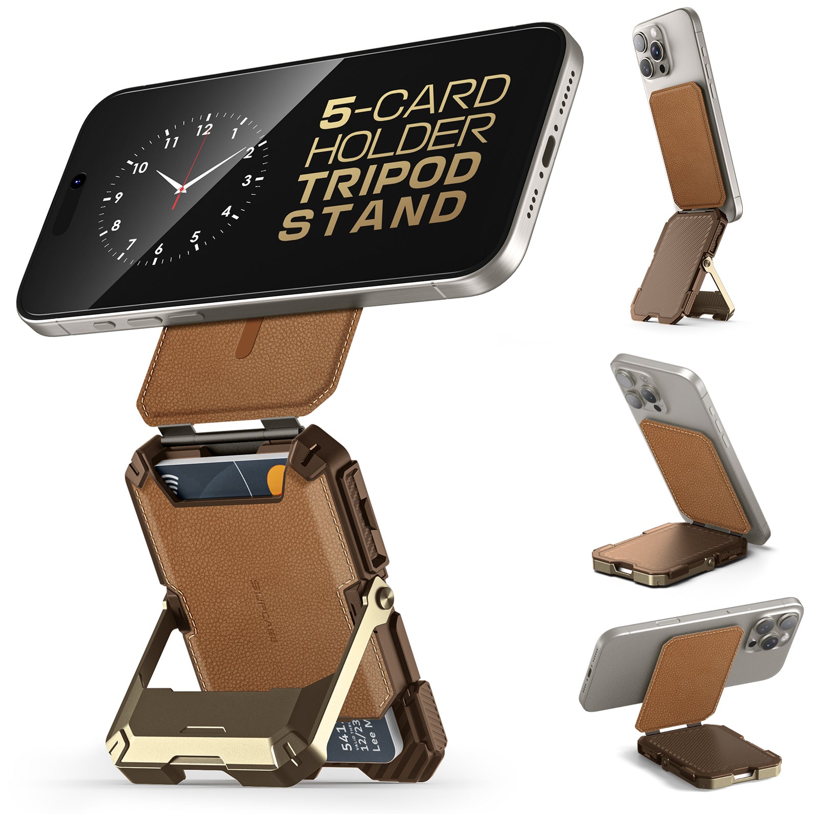 SUPCASE MagFlip MagSafe Pasjeshouder / Kaarthouder en Standaard Bruin afbeelding 1