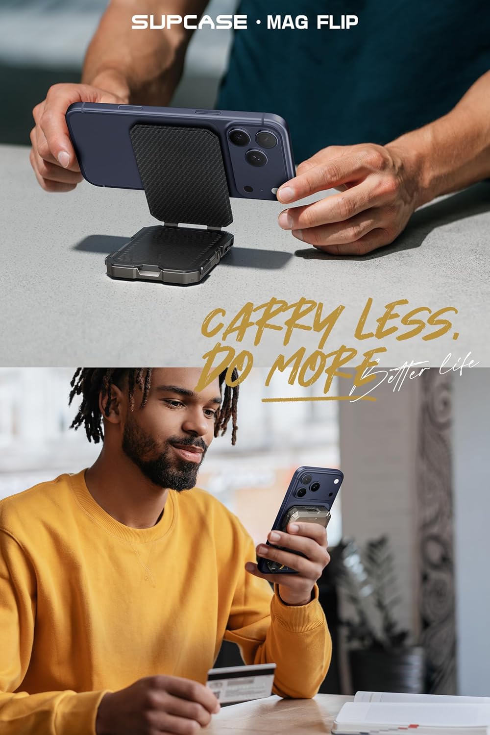 SUPCASE MagFlip MagSafe Pasjeshouder / Kaarthouder en Standaard Bruin afbeelding 9