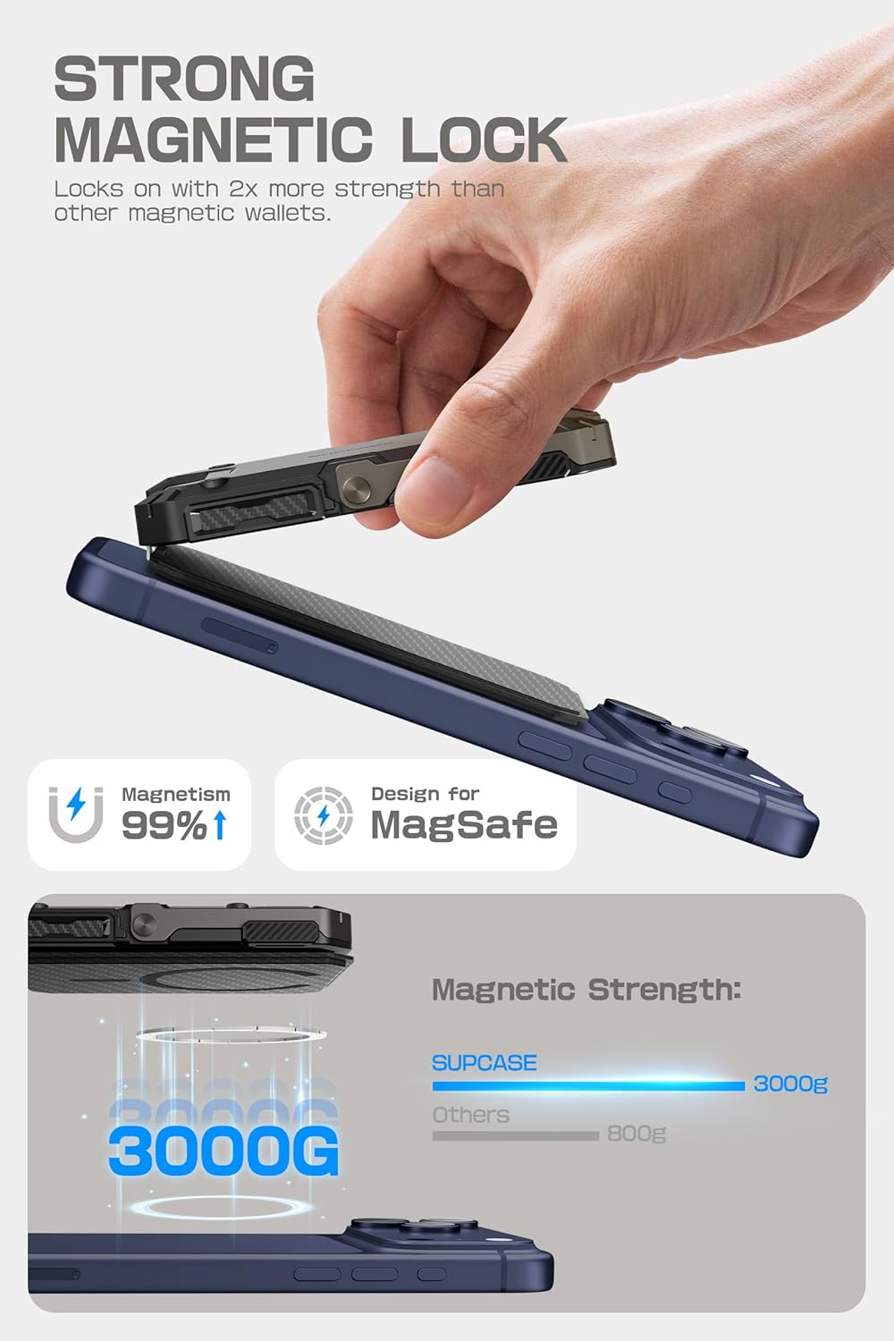 SUPCASE MagFlip MagSafe Pasjeshouder / Kaarthouder en Standaard Bruin afbeelding 5