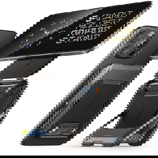 SUPCASE MagFlip MagSafe Pasjeshouder / Kaarthouder en Standaard Carbon Zwart afbeelding 10