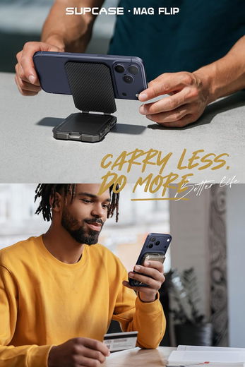 SUPCASE MagFlip MagSafe Pasjeshouder / Kaarthouder en Standaard Carbon Zwart afbeelding 9