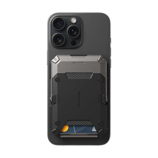 SUPCASE MagFlip MagSafe Pasjeshouder / Kaarthouder en Standaard Carbon Zwart afbeelding 2