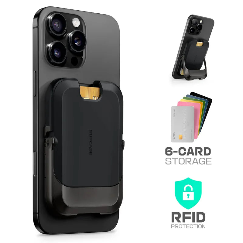 SUPCASE UB Mag Vault MagSafe Pasjeshouder en Standaard Carbon Zwart afbeelding 14