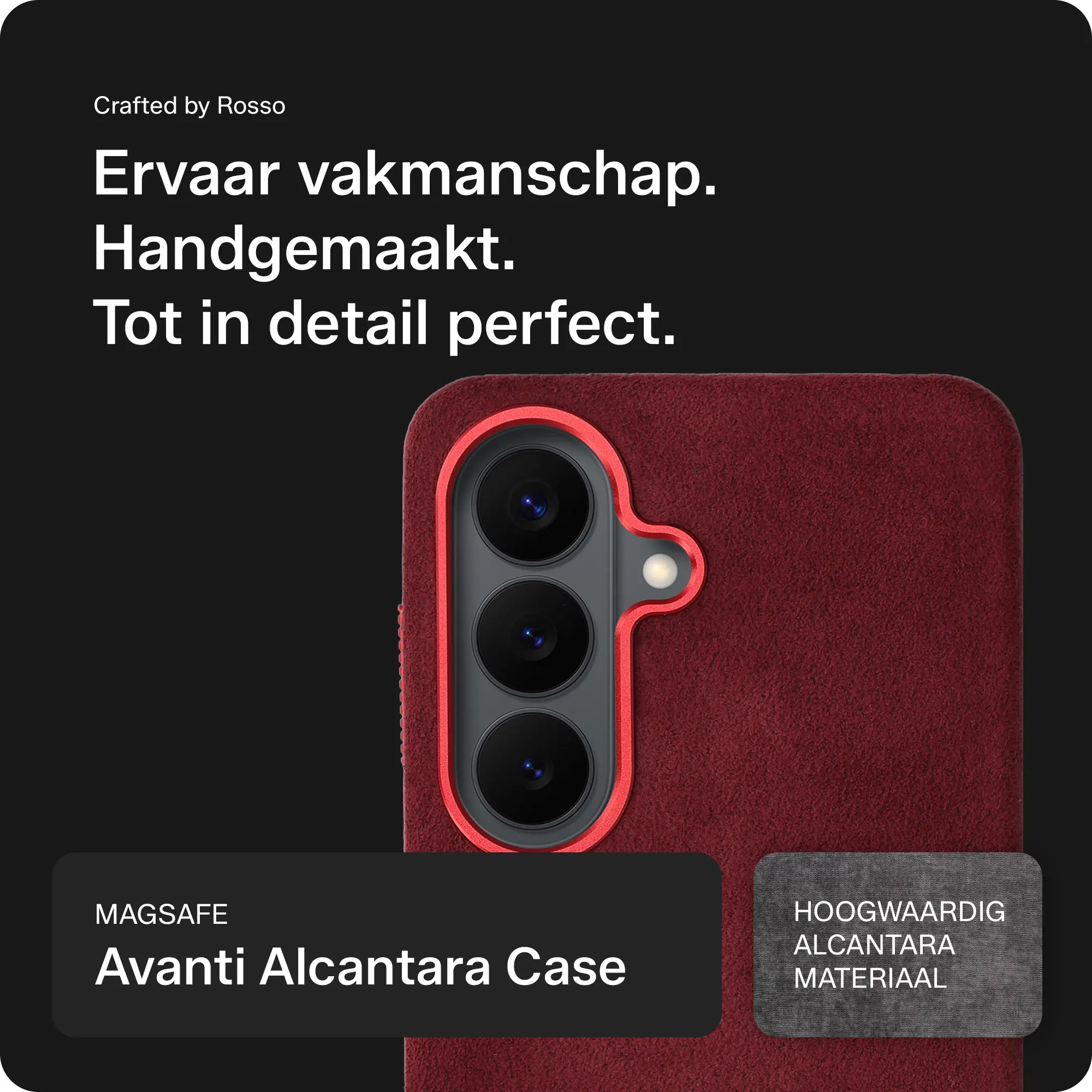 Rosso Avanti Samsung S26 Plus Hoesje Alcantara MagSafe met Wallet Burgundy afbeelding 2