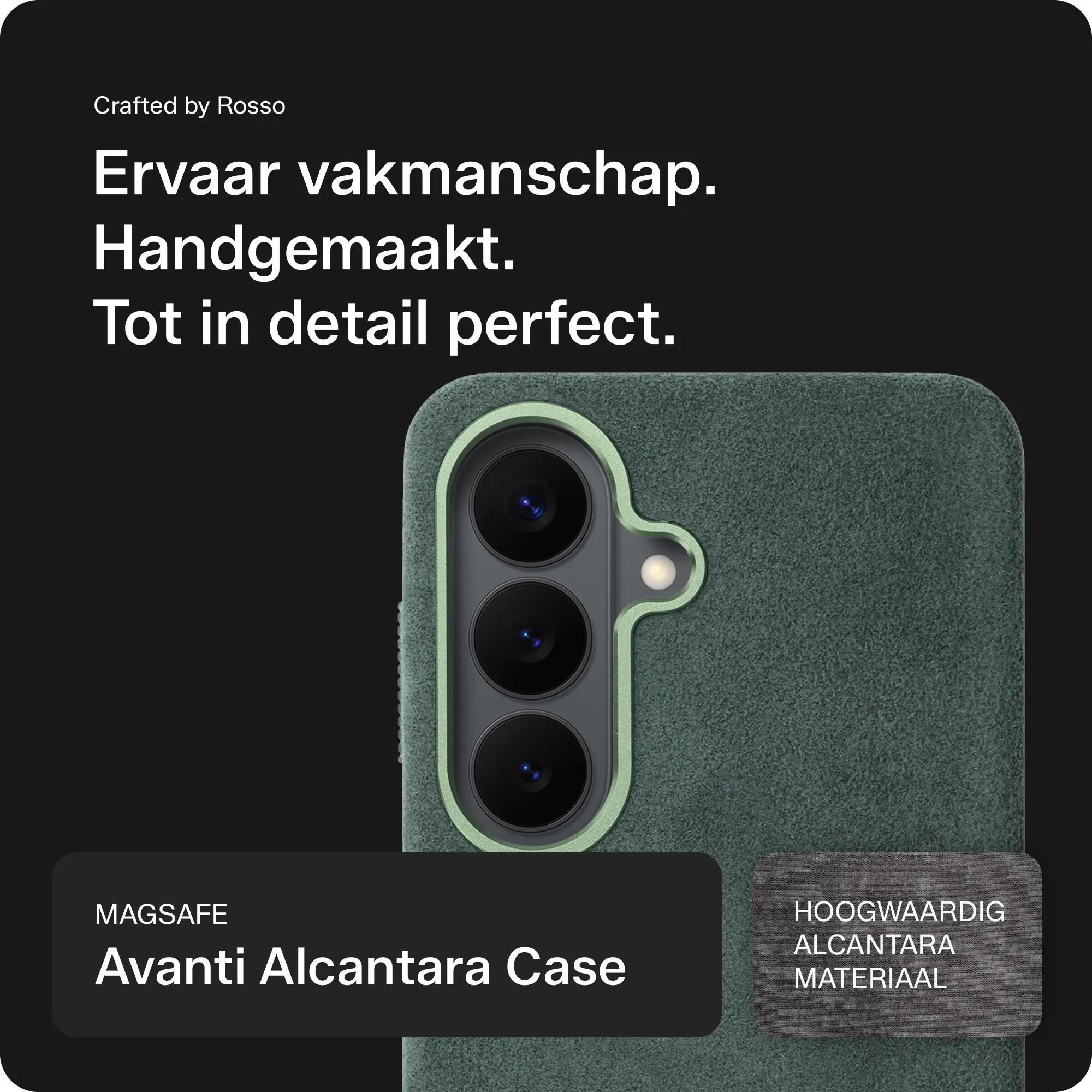 Rosso Avanti Samsung S26 Plus Hoesje Alcantara MagSafe met Wallet Groen afbeelding 2