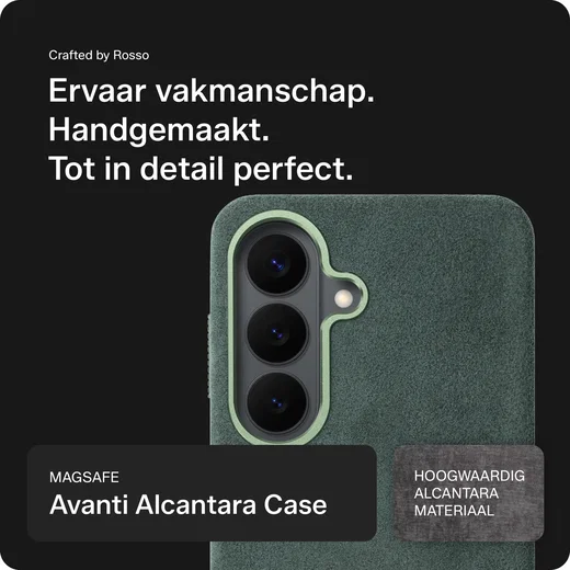 Rosso Avanti Samsung S26 Plus Hoesje Alcantara MagSafe met Wallet Groen afbeelding 2