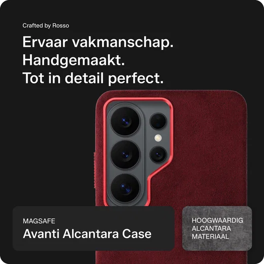 Rosso Avanti Samsung S26 Ultra Hoesje Alcantara MagSafe met Wallet Burgundy afbeelding 2