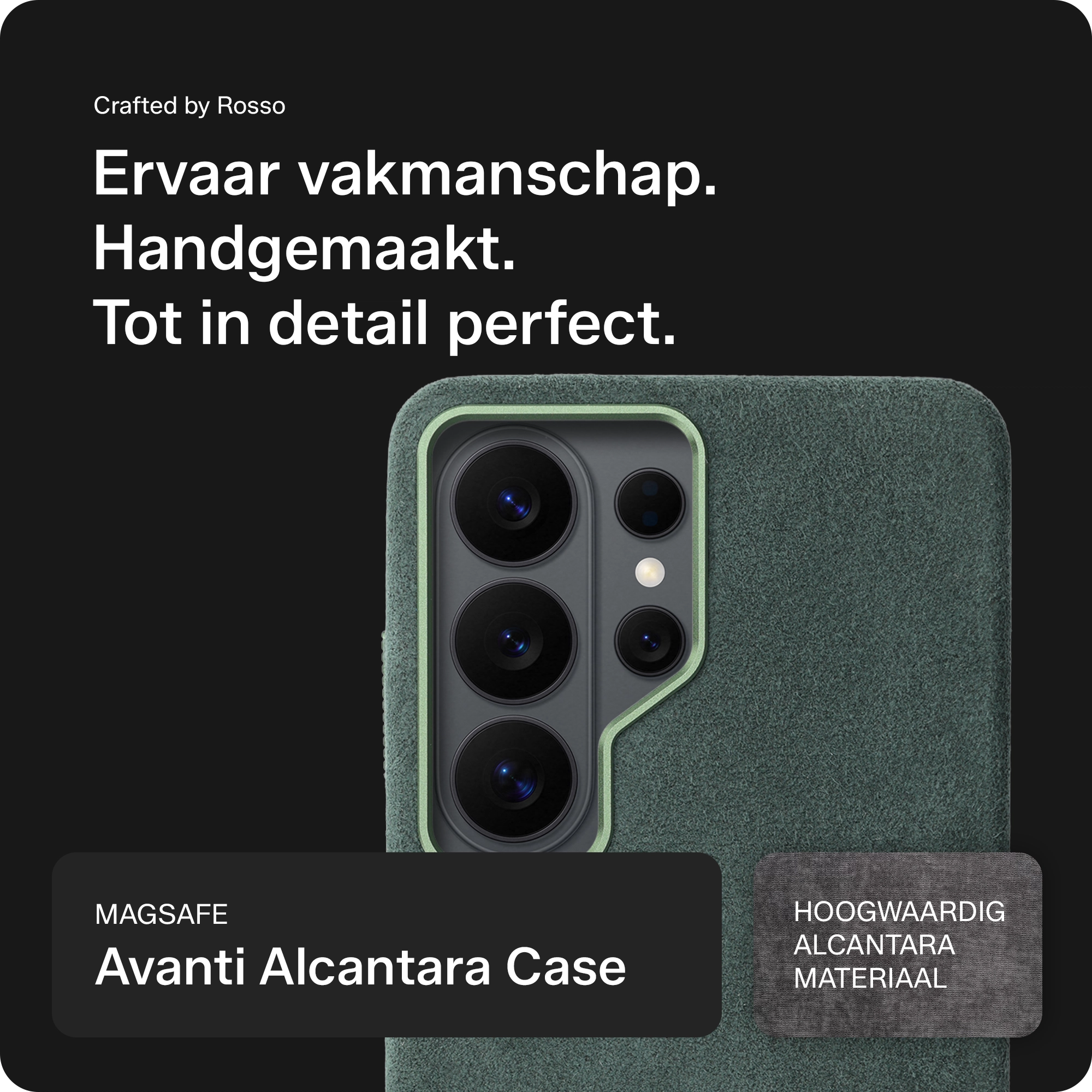 Rosso Avanti Samsung S26 Ultra Hoesje Alcantara MagSafe met Wallet Groen afbeelding 2