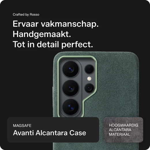 Rosso Avanti Samsung S26 Ultra Hoesje Alcantara MagSafe met Wallet Groen afbeelding 2