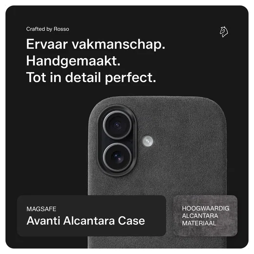 Rosso Avanti Apple iPhone 17 Hoesje Alcantara MagSafe met Wallet Grijs afbeelding 2