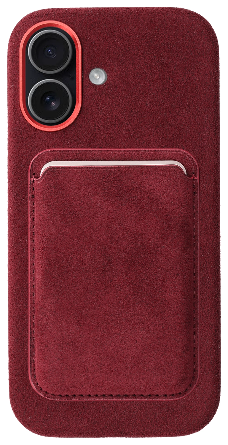 Rosso Avanti Apple iPhone 17 Hoesje Alcantara MagSafe met Wallet Burgundy afbeelding 1