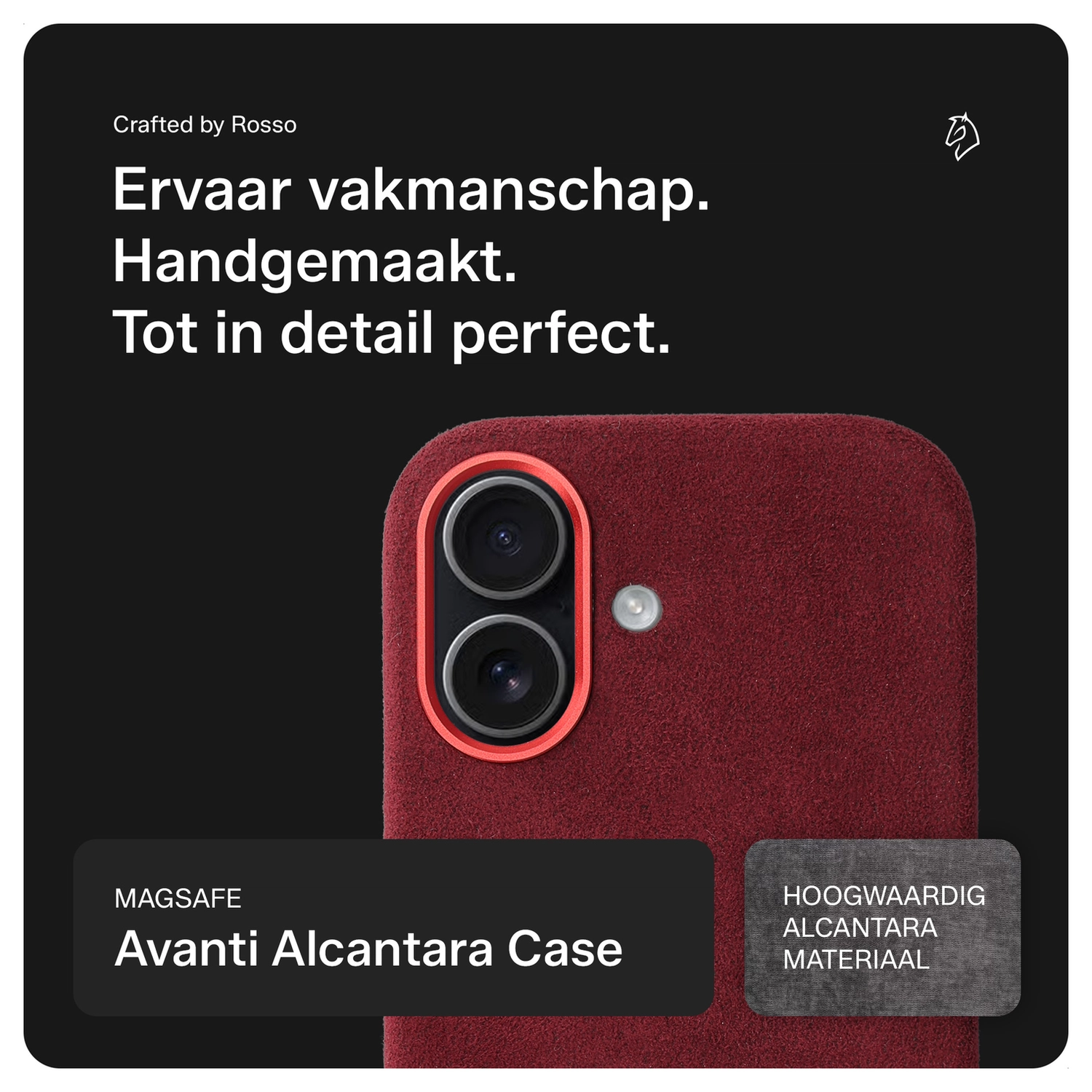 Rosso Avanti Apple iPhone 17 Hoesje Alcantara MagSafe met Wallet Burgundy afbeelding 2