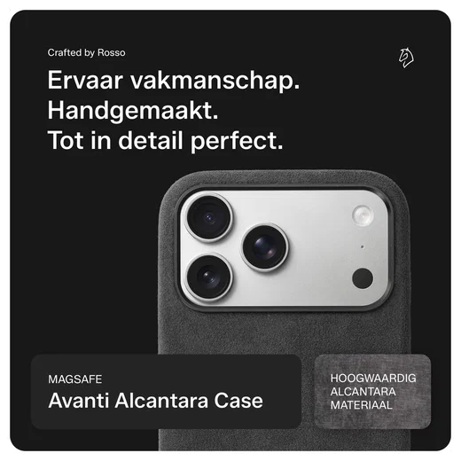 Rosso Avanti Apple iPhone 17 Pro Hoesje Alcantara MagSafe met Wallet Grijs afbeelding 2