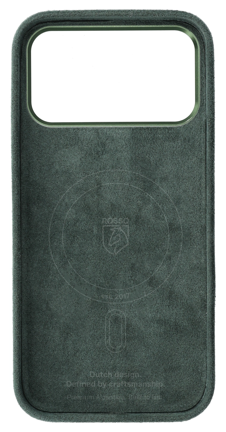 Rosso Avanti Apple iPhone 17 Pro Hoesje Alcantara MagSafe met Wallet Groen afbeelding 11