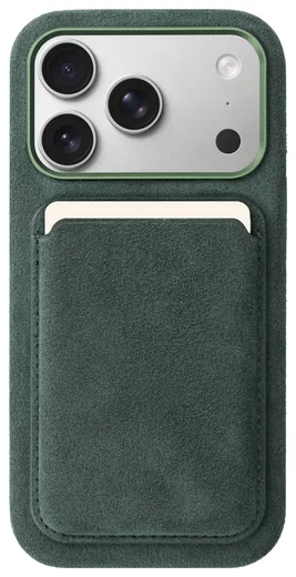 Rosso Avanti Apple iPhone 17 Pro Hoesje Alcantara MagSafe met Wallet Groen afbeelding 1