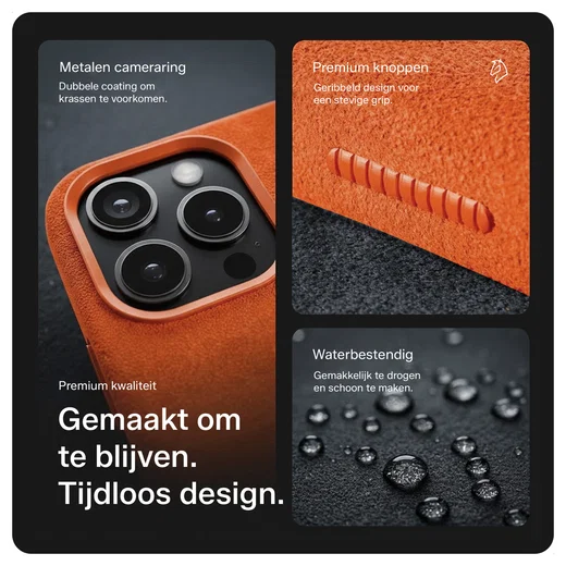 Rosso Avanti Apple iPhone 17 Pro Hoesje Alcantara MagSafe met Wallet Oranje afbeelding 4