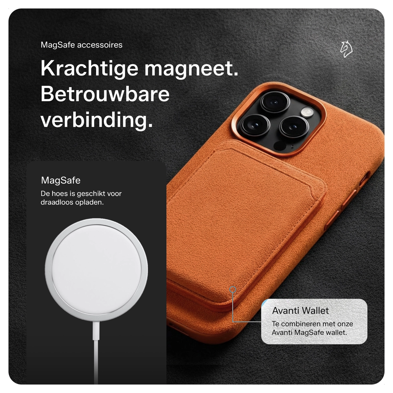 Rosso Avanti Apple iPhone 17 Pro Hoesje Alcantara MagSafe met Wallet Oranje afbeelding 6