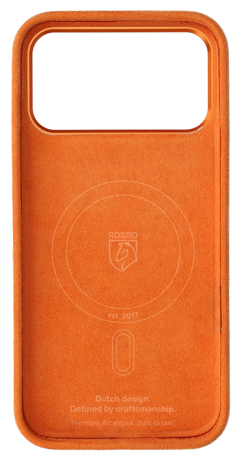 Rosso Avanti Apple iPhone 17 Pro Hoesje Alcantara MagSafe met Wallet Oranje afbeelding 11