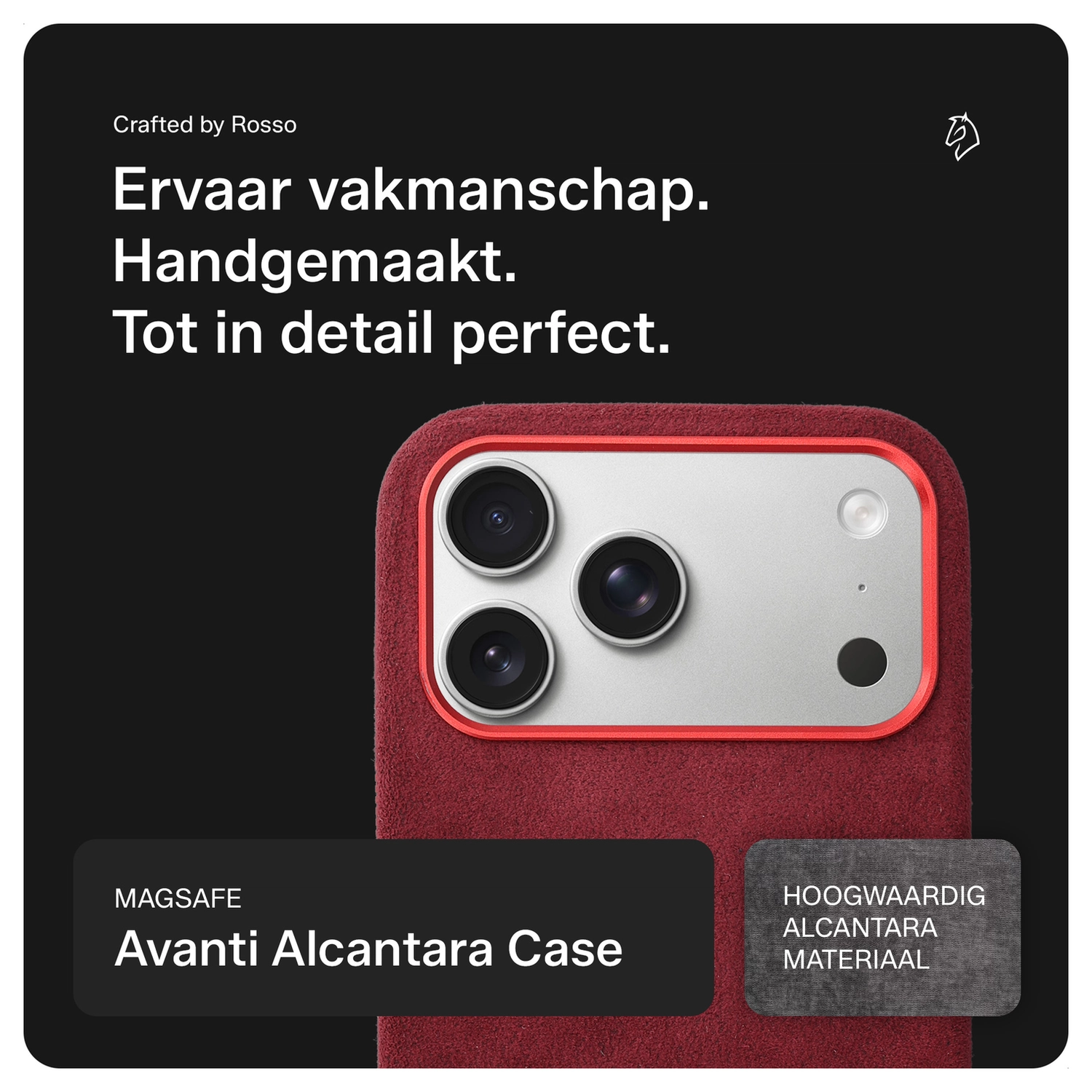 Rosso Avanti iPhone 17 Pro Max Hoesje Alcantara MagSafe met Wallet Burgundy afbeelding 2