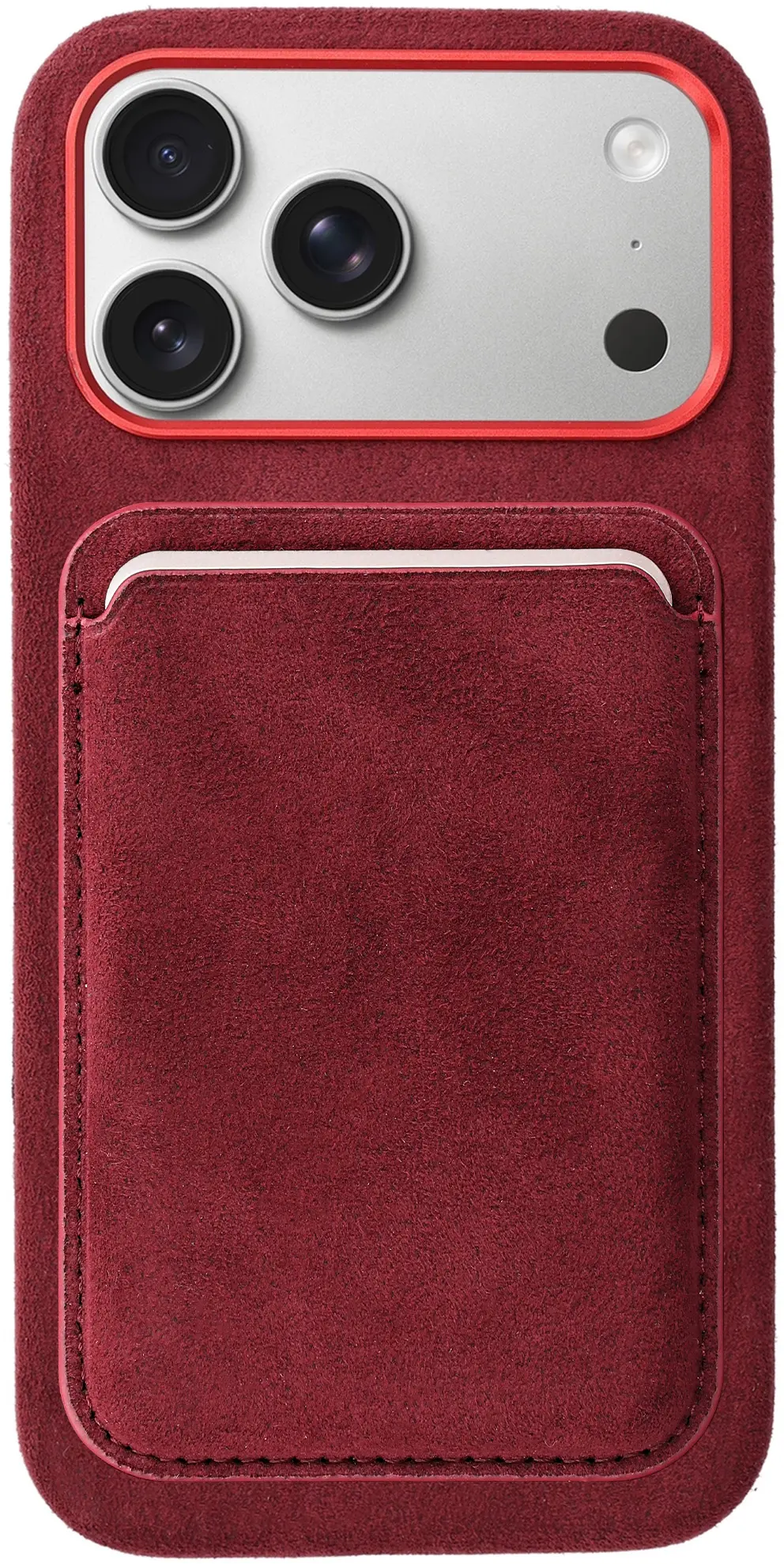 Rosso Avanti iPhone 17 Pro Max Hoesje Alcantara MagSafe met Wallet Burgundy afbeelding 1