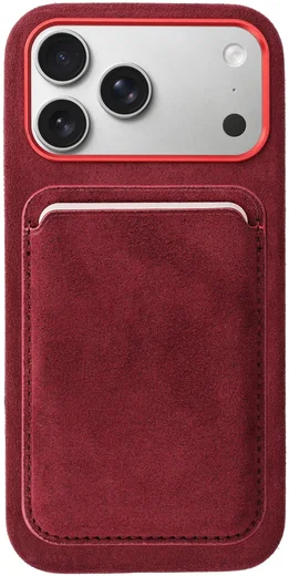 Rosso Avanti iPhone 17 Pro Max Hoesje Alcantara MagSafe met Wallet Burgundy afbeelding 1