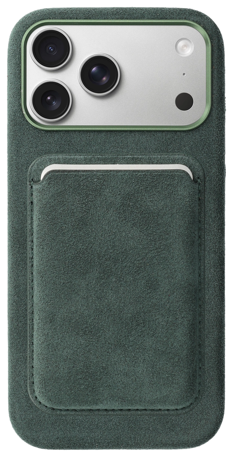 Rosso Avanti iPhone 17 Pro Max Hoesje Alcantara MagSafe met Wallet Groen afbeelding 1