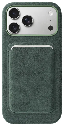 Rosso Avanti iPhone 17 Pro Max Hoesje Alcantara MagSafe met Wallet Groen afbeelding 1