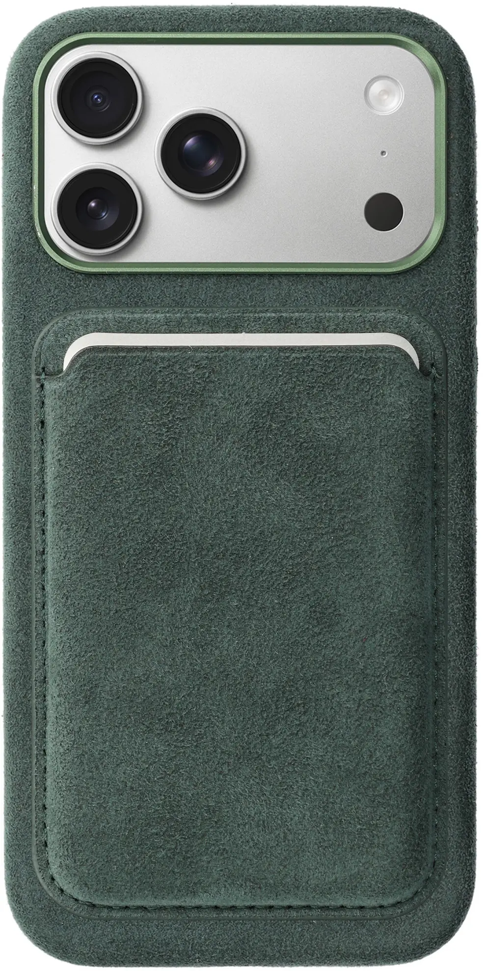 Rosso Avanti iPhone 17 Pro Max Hoesje Alcantara MagSafe met Wallet Groen afbeelding 1