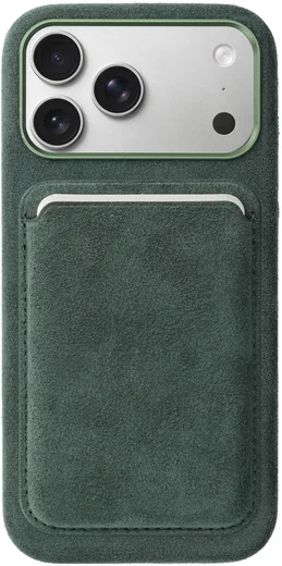 Rosso Avanti iPhone 17 Pro Max Hoesje Alcantara MagSafe met Wallet Groen afbeelding 1