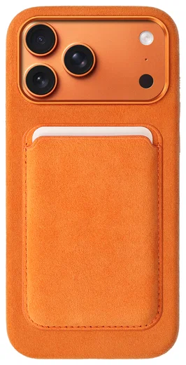 Rosso Avanti iPhone 17 Pro Max Hoesje Alcantara MagSafe met Wallet Oranje afbeelding 1