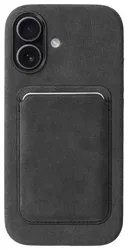 Rosso Avanti Apple iPhone 16 Hoesje Alcantara MagSafe met Wallet Grijs afbeelding