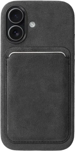 Rosso Avanti Apple iPhone 16 Hoesje Alcantara MagSafe met Wallet Grijs afbeelding 1