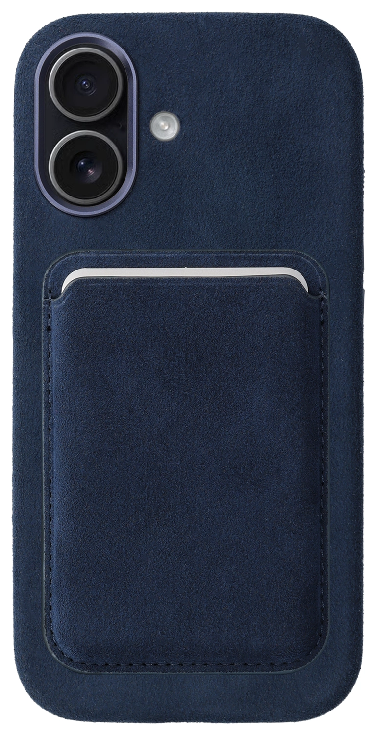 Rosso Avanti Apple iPhone 16 Hoesje Alcantara MagSafe met Wallet Blauw afbeelding 1