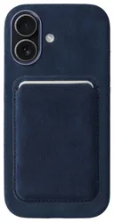 Rosso Avanti Apple iPhone 16 Hoesje Alcantara MagSafe met Wallet Blauw afbeelding