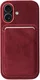 Rosso Avanti Apple iPhone 16 Hoesje Alcantara MagSafe met Wallet Burgundy