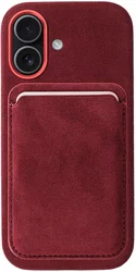 Rosso Avanti Apple iPhone 16 Hoesje Alcantara MagSafe met Wallet Burgundy afbeelding